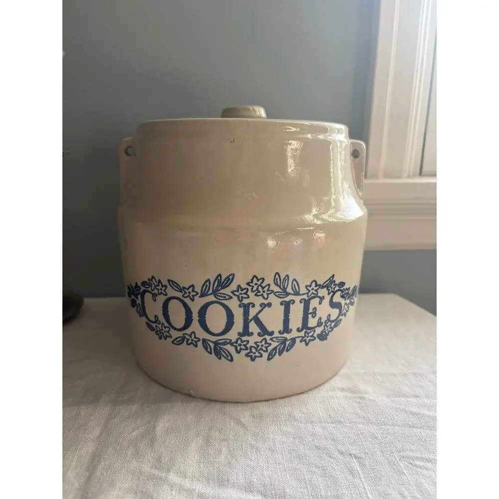 Vintage Monmouth stoneware farmhouse cookie jar